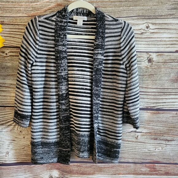 "Christopher Banks " Woman's mid Sleeve sweater, Size : sm black/off wh Pre-own - Picture 1 of 6